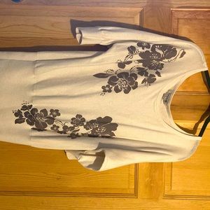 Cream off the shoulder shirt floral design